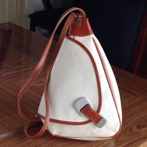 🇮🇹 Vera Pelle.- Genuine Leather Ivory Backpack